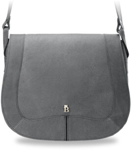 Velká dámská kožená crossbody kabelka - pravá kůže - šedá