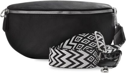 Dámská ledvinka z eko kůže s aztéckým páskem - černá