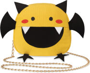 Vtipná 3d kabelka listonoška ve tvaru netopýra pro mládež na řetízku - černá-žlutá - 2