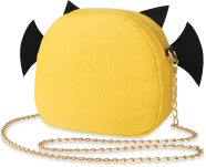 Vtipná 3d kabelka listonoška ve tvaru netopýra pro mládež na řetízku - černá-žlutá - 4