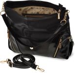 Monnari velká shopper s lakovanými prvky prostorná dámská kabelka s přezkou přes rameno - černá - 3