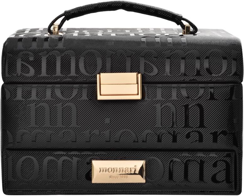 Monnari elegantní kufřík na šperky a kosmetiku se zrcátkem, organizér, kosmetická taška, kazeta – černá