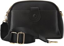 Malá městská dvoukomorová crossbody kabelka přes rameno se širokým popruhem - černá - 6