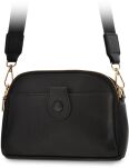 Malá městská dvoukomorová crossbody kabelka přes rameno se širokým popruhem - černá - 3