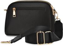 Malá městská dvoukomorová crossbody kabelka přes rameno se širokým popruhem - černá - 4
