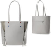 Klasická dámská kabelka abakus ozdobné kameny a třásně jety šedý - 6