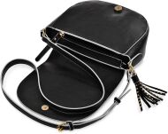 Lulucastagnette kabelka crossbody taška na rameno dámská kabelka půlměsíc s přivěskem střapci a cvočky  - černá - 3