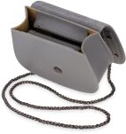 Kožená dámská listonoška s klopou  řetízkem nýty italský semiš - šedá - 4