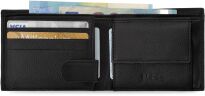 4U Cavaldi malá klasická kožená pánská rozšiřitelná peněženka slick horizontální měkká kůže RFID - černá - 3