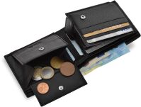 4U Cavaldi malá klasická kožená pánská rozšiřitelná peněženka slick horizontální měkká kůže RFID - černá - 4