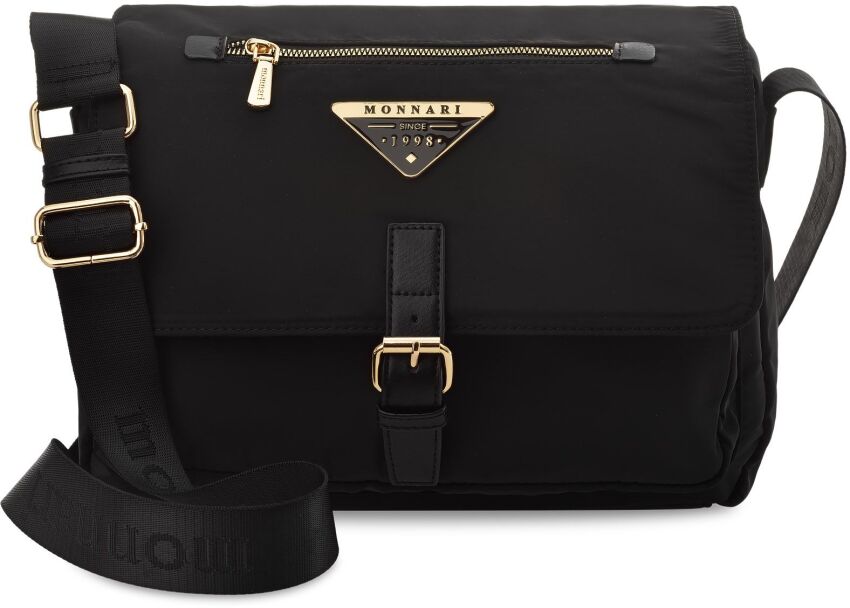 MONNARI sports city bag velká prostorná taška přes rameno s popruhem s logem - černá
