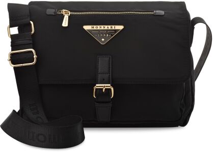 MONNARI sports city bag velká prostorná taška přes rameno s popruhem s logem - černá