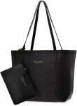 Klasická dámská taška jennifer jones prostorná velká kožená taška 2v1 shopper s kapsou elegantní taška přes rameno - černá - 2