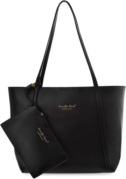 Klasická dámská taška jennifer jones prostorná velká kožená taška 2v1 shopper s kapsou elegantní taška přes rameno - černá