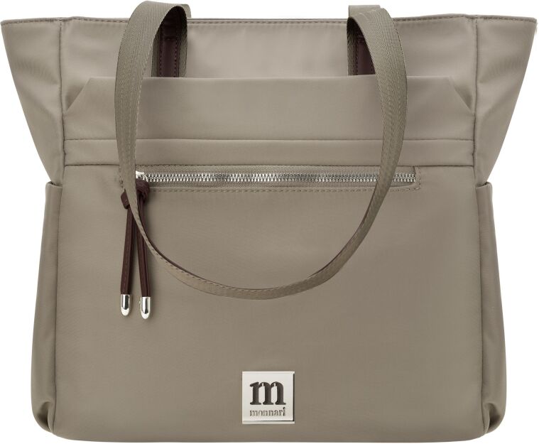 Monnari velká dámská kabelka shopper Monnari lehká na rameno s kapsami a zipem - khaki