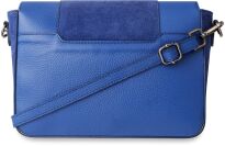 Kožená listonoška dámská kabelka se střapci boho hippie - kobaltová - 3