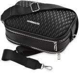 Dámská kabelka crossbody z eko kůže prošívaná dvoukomorová s nastavitelným popruhem - černá - 3