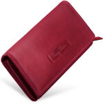 Prostorná kožená dámská peněženka na zip s velkou měkkou peněženkou z pravé kůže s rfid zabezpečením - červená - 3