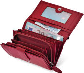 Prostorná kožená dámská peněženka na zip s velkou měkkou peněženkou z pravé kůže s rfid zabezpečením - červená - 5