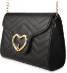 Dámská pikovaná kabelka listonoška kufřík na řetízku s klapou černá - 2