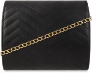 Dámská pikovaná kabelka listonoška kufřík na řetízku s klapou černá - 3