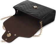 Dámská pikovaná kabelka listonoška kufřík na řetízku s klapou černá - 4