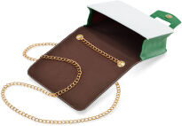 Kontrastní listonoška retro kabelka na řetízku - bílo/zelená - 3