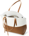 Italská dámská kabelka z přírodní kůže shopper bag pastelová - camel - 4