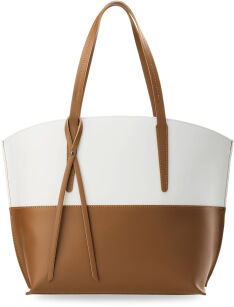 Italská dámská kabelka z přírodní kůže shopper bag pastelová - camel