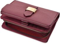 Elegantní klasická dámská peněženka na zip z ekologické kůže - bordová - 3