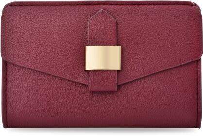 Elegantní klasická dámská peněženka na zip z ekologické kůže - bordová