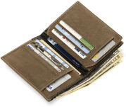 Dvoubarevná pánská peněženka pouzdro z přírodní kůže - béžová - 6