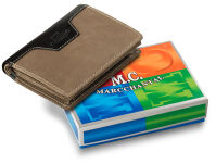 Dvoubarevná pánská peněženka pouzdro z přírodní kůže - béžová - 2