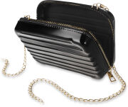 Elegantní jedinečná dámská lakovaná pevná kabelka kufřík listonoška na řetízku s 3d vytlačením - stříbrná - 3