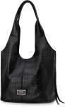 Monnari dámská kabelka vak shopper volná taška 2v1 + crossbody - krokodýlí - černá - 6