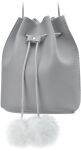 Dámská výjmečná kabelka měšec stahovací pytel se šňůrkami a pompony - šedý - 2