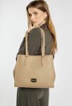 Monnari dámská velká taška shopper kufřík na rameno 3 přihrádky - béžová - 6