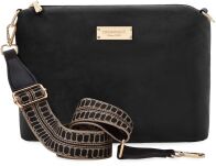 Monnari semišová dámská taška vak shopper volná matová kabelka 2v1 + crossbody - černá - 3