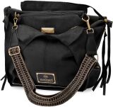 Monnari semišová dámská taška vak shopper volná matová kabelka 2v1 + crossbody - černá - 2