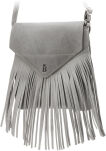 Crossbody kabelka s klopou a třásněmi boho přírodní kůže - hnědá - 2