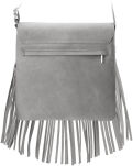 Crossbody kabelka s klopou a třásněmi boho přírodní kůže - hnědá - 3