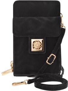 Dámská kabelka na telefon Monnari 2v1 peněženka pouzdro mini crossbody semišová - černá