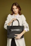Monnari stylová kabelka s kapsou velká dámská taška aktovka obchodní shopper - černá - 4