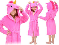 Hřejivý dětský župan kigurumi s kapucí – růžový jednorožec - 4