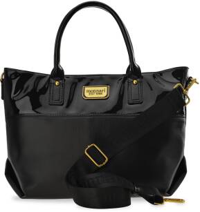 Klasická prostorná dámská nákupní taška monnari taška přes rameno s lakovaným panelem - černá