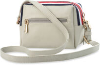 Dámská kabelka listonoška monnari přes rameno s barevným prošitím ažurovým logem a přívěškem s třásněmi - šedý - 4