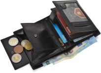 Pánská kožená peněženka Peterson s RFID ochranou a kapsou na mince – černá - 4
