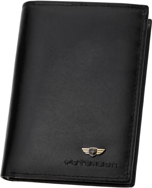 Pánská kožená peněženka Peterson s RFID ochranou a kapsou na mince – černá