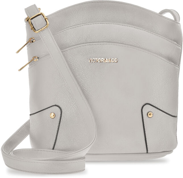 Prostorná městská dámská crossbody kabelka s kapsami – šedá