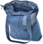 Džínová taška shopper, taška na nákupy, džínová do školy nebo práce - modrá - 4